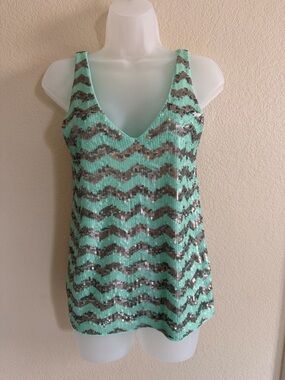 Sequin Chevron Mint Tank Top